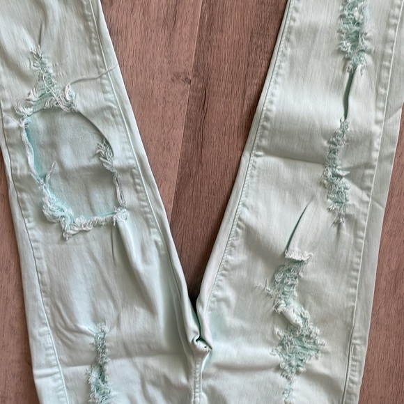Blue (light blue) cut out distressed jean pants - Picture 4 of 6